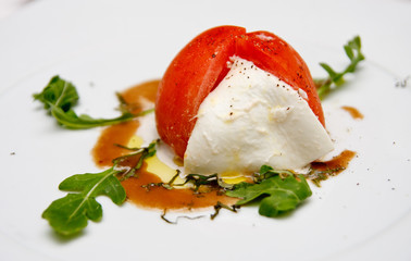 Tomato Wedges and Mozzarella Cheese