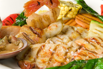 barbacoa de pescados y mariscos