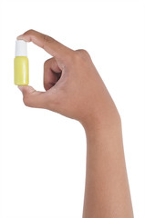 Small medicine bottle in hand
