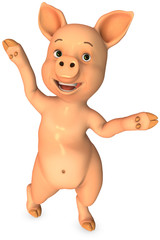 Naklejka premium Happy Dancing Pig