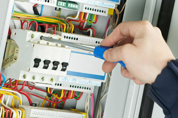 close-up of Electrician work