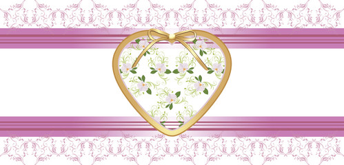 Heart with orchids on the floral borders © Nataliia Bielous
