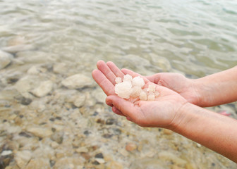 Dead Sea salt in the women's arm