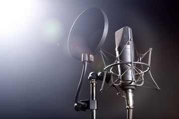 Studio Mikrofon mit Spinne und Filter Nahaufnahme