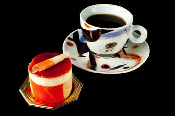 Fruit Pastry on black background with coffee