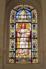 Zelfklevend Fotobehang Vitrail de l'église Saint-Jacques-du-Haut-Pas à Paris, Italie © Atlantis