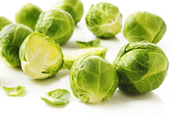 Brussels sprouts on white