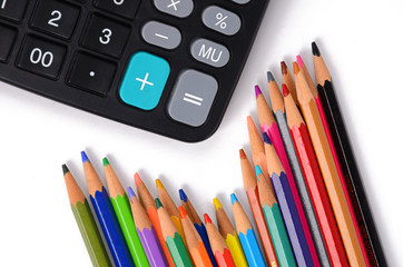 Naklejka premium Calculator and pencils