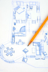 Pencil and house plan