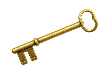 Gold key isolated on white