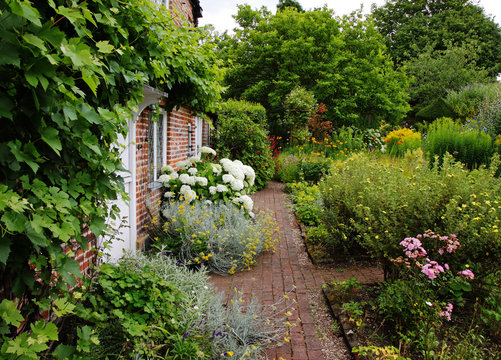 Traditional English Village Cottage and garden