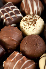 A collection of mixed chocolates.