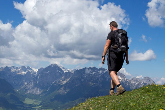 a hiker in austria alps