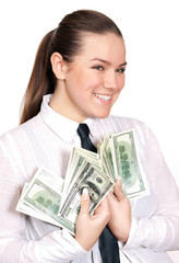 Business lady with money