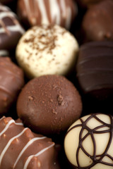 A collection of mixed chocolates.
