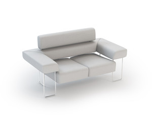 White modern Leather Sofa on White Background