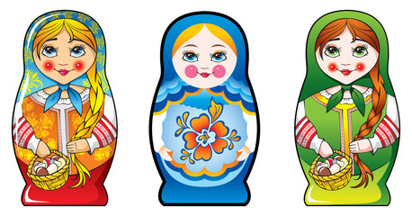 Traditional Russian matryoshka (matrioshka) dolls, vector