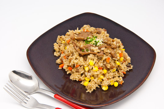 fried rice with pork and vegetable, japan food style