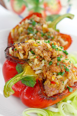 Paprika stuffed with rice and meat