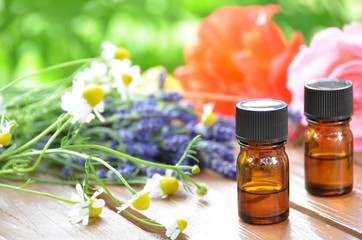 essential oil with herbs