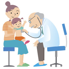 病院で診断してもらう女の子
