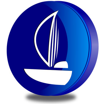 Sailboat glossy icon