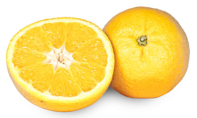 Ganze und zerschnittene Orange