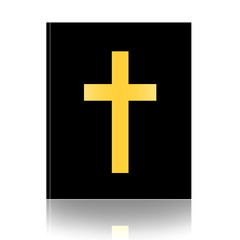 Holy Bible with cross isolated over white background