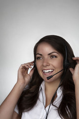 woman with headset