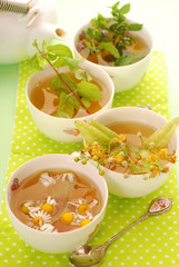 four cups of herbal tea