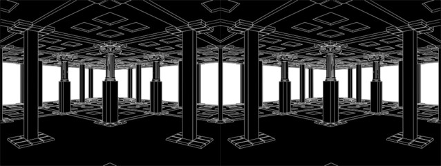 Abstract Interior With Antique Columns Vector 04