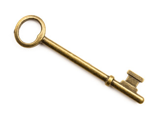 Skeleton antique key isolated on white