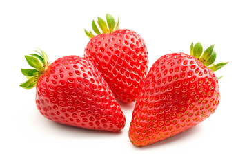 Fresh strawberries isolated on white background