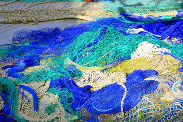 Hand made fish nets of many colors