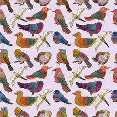 Fototapeta premium cartoon bird seamless pattern.