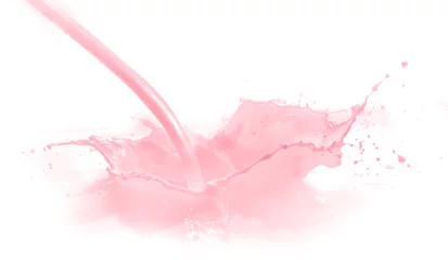 Papier Peint photo Lavable Milk-shake strawberry milk splash