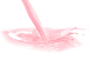 Foto op Plexiglas Milkshake strawberry milk splash