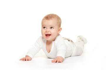Fototapeta premium Baby girl isolated on white background