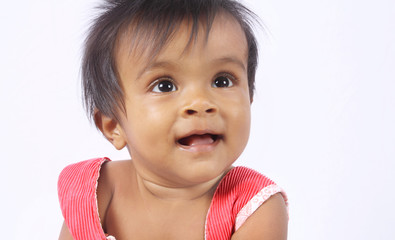 Cute Indian Baby Girl Looking up