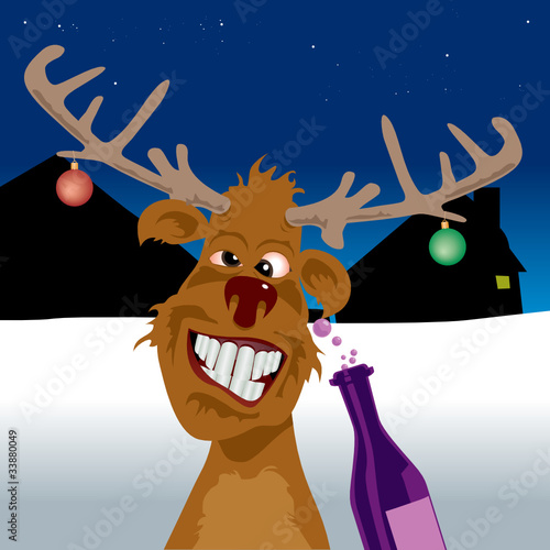 "Reindeer a little drunk" Stock image and royalty-free vector files on