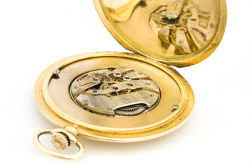 Inside of a gold pocket watch