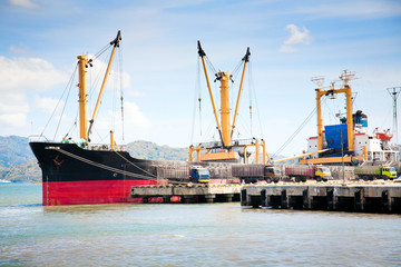 Naklejka premium Large cargo ship