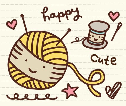Cute Doodle Yarn and Spool