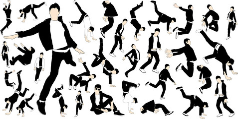 Isolated Creative Action People Silhouettes