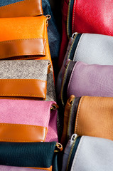 color leather purse and wallet