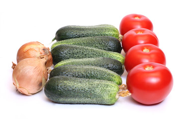 Vegetables on white