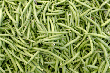 Fresh beans on display at the farmer's market