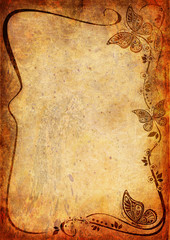 Vintage background with flower and butterfly