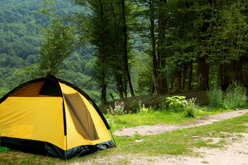 yellow tent