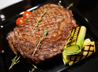 Rib eye steak with vegetables